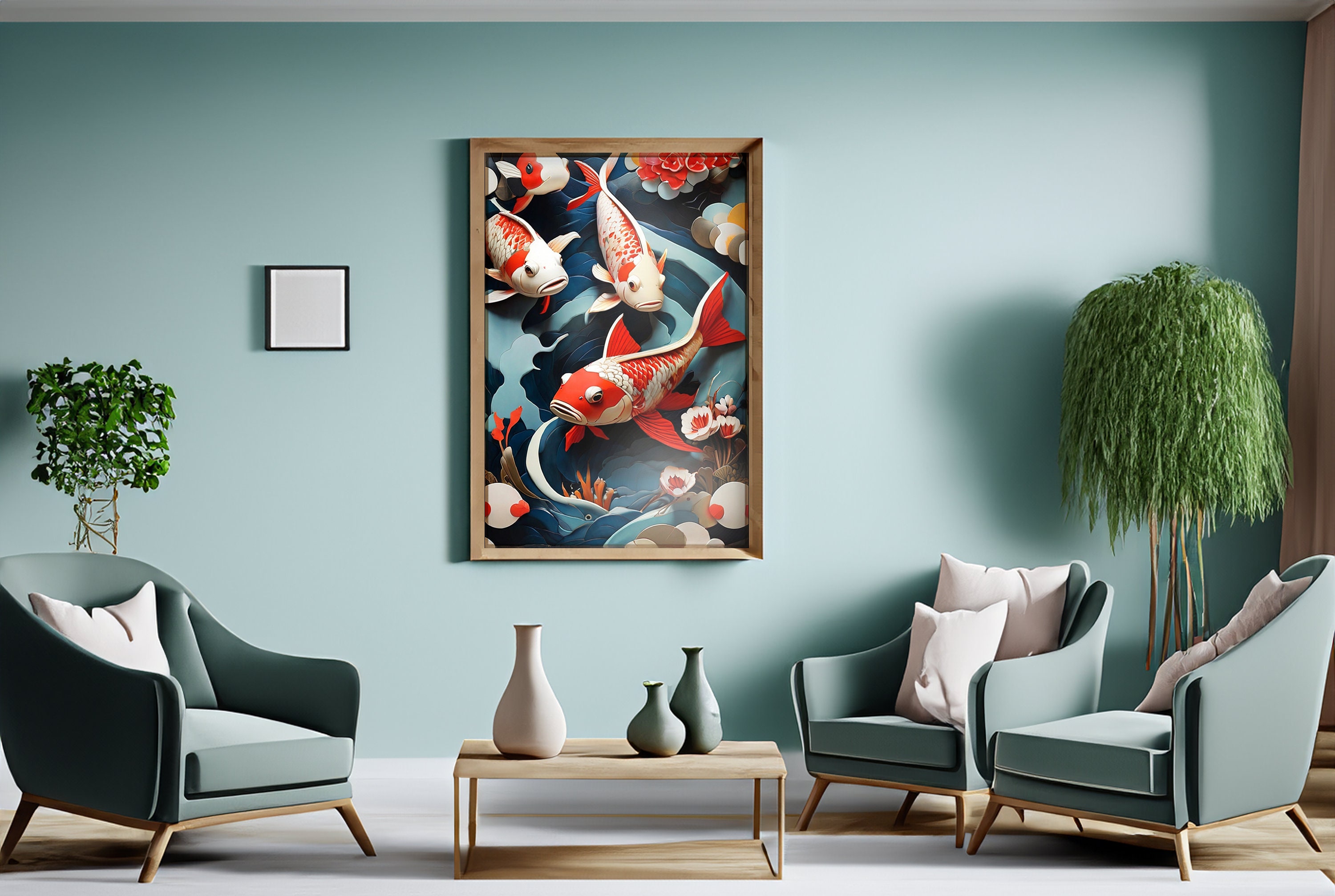 Japanese Koi Fish Wall Art Japandi Wall Art Japanese Traditional Fine ...