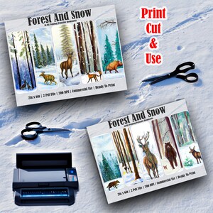 10 Winter, Snow And Animals Printable Bookmarks,Digital Download PDF Bookmark Set, PDF bookmark sublimation, X-Mas bookmark set, Fussy Cuts