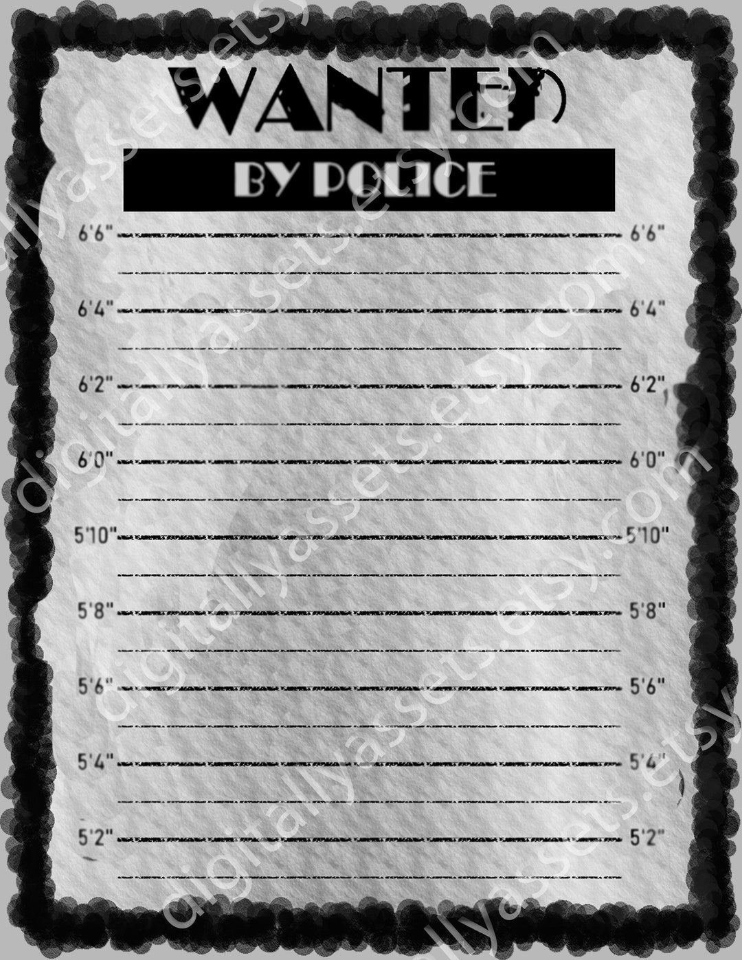 DIY Printable Mugshot Background Template, Digital Instant Download