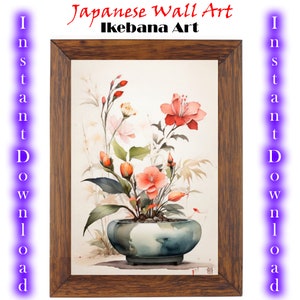 Japanese Ikebana Wall Art | Japandi Wall Art | Japanese Traditional Fine Art | Digital Download | Asian Art | Printable Wall Art | Wall Art