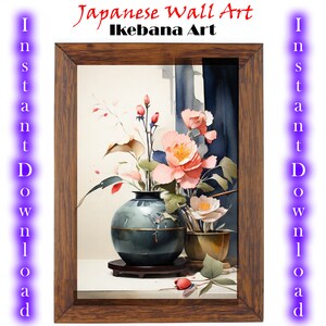 Japanese Ikebana Wall Art | Japandi Wall Art | Japanese Traditional Fine Art | Digital Download | Asian Art | Printable Wall Art | Wall Art