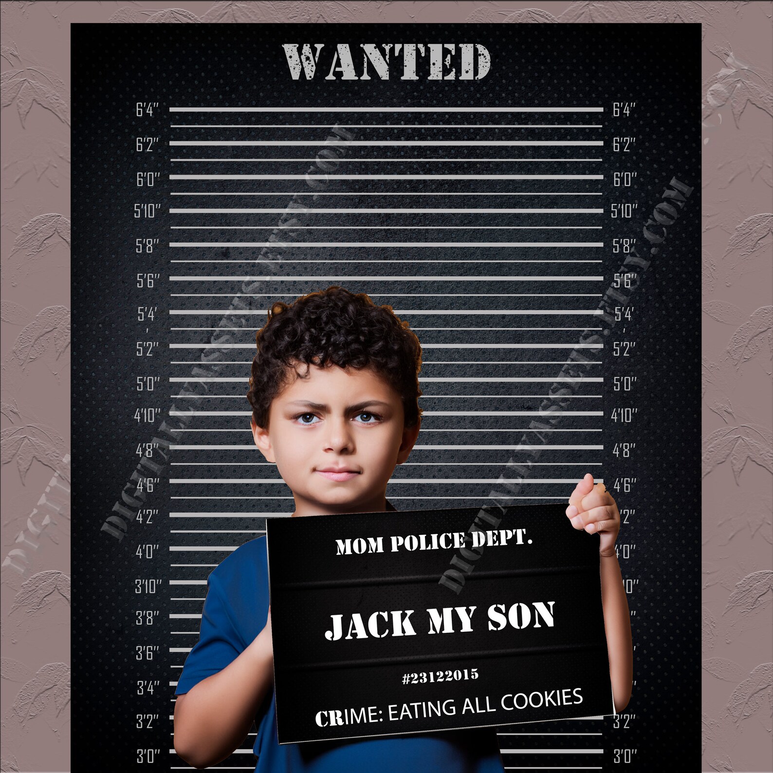 Mugshot Backdrop and Mugshot Sign,image & Text Personalized