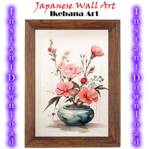 Japanese Ikebana Wall Art | Japandi Wall Art | Japanese Traditional Fine Art | Digital Download | Asian Art | Printable Wall Art | Wall Art