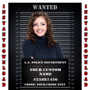 Mugshot Backdrop And Mugshot Sign,Image & Text Personalized, Bachelorette, Birthday Party, Instant Download, Police Lineup, Cops And Robbers