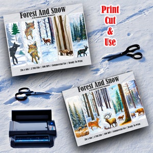 10 Winter, Snow And Animals Printable Bookmarks,Digital Download PDF Bookmark Set, PDF bookmark sublimation, X-Mas bookmark set, Fussy Cuts