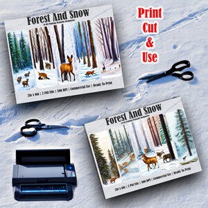10 Winter, Snow And Animals Printable Bookmarks,Digital Download PDF Bookmark Set, PDF bookmark sublimation, X-Mas bookmark set, Fussy Cuts