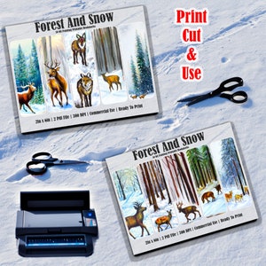 10 Winter, Snow And Animals Printable Bookmarks,Digital Download PDF Bookmark Set, PDF bookmark sublimation, X-Mas bookmark set, Fussy Cuts