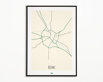 Reims city poster - Reims city map - Reims poster - city plan print - city plan poster