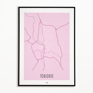 Toulouse-Stadtplakat - Toulouse-Stadtplan - Toulouse-Plakat - Stadtplandruck - Stadtplanplakat