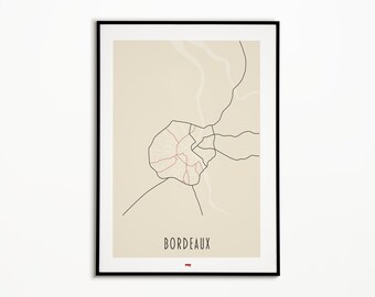 Bordeaux city poster - Bordeaux city map - Bordeaux poster - city map print - city map poster