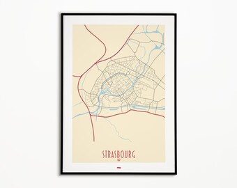 Plakat miasta Strasburg - plan miasta Strasburg - plakat Strasburg - wydruk planu miasta - plakat z planem miasta