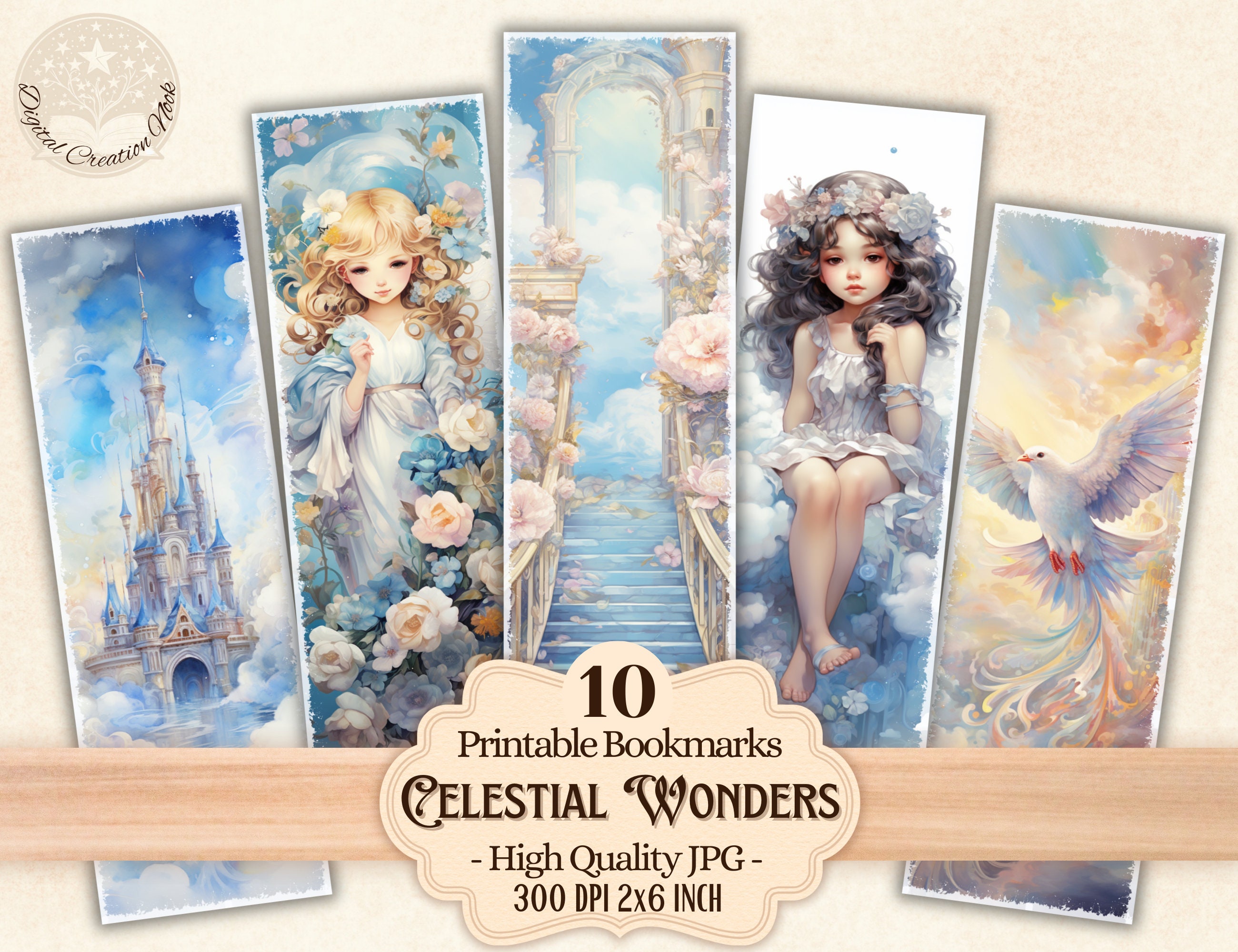 Celestial Wonders Printable Bookmarks for Book Lovers, Heaven Stairways ...