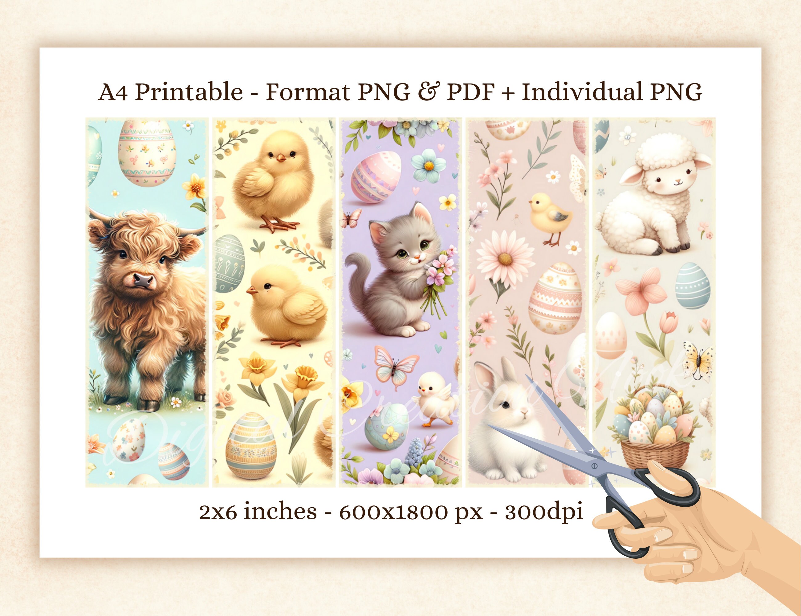 Easter Animals Printable Bookmarks for Book Lovers, Easter Cute Animal ...