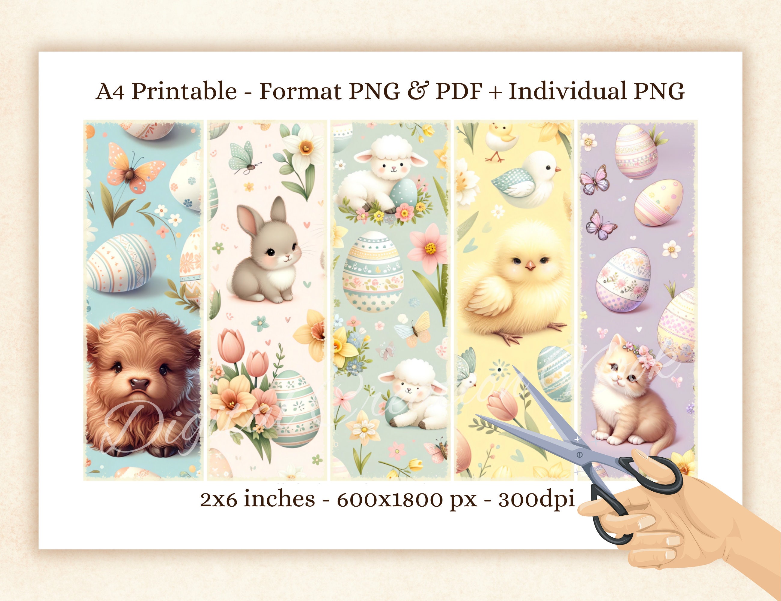 Easter Animals Printable Bookmarks for Book Lovers, Easter Cute Animal ...