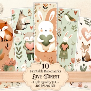 Liebe Wald druckbare Lesezeichen für Buch-Liebhaber, Winter Valentinstag Lesung, digitaler Download zum Drucken und Schneiden, Sublimation, Scrapbooking