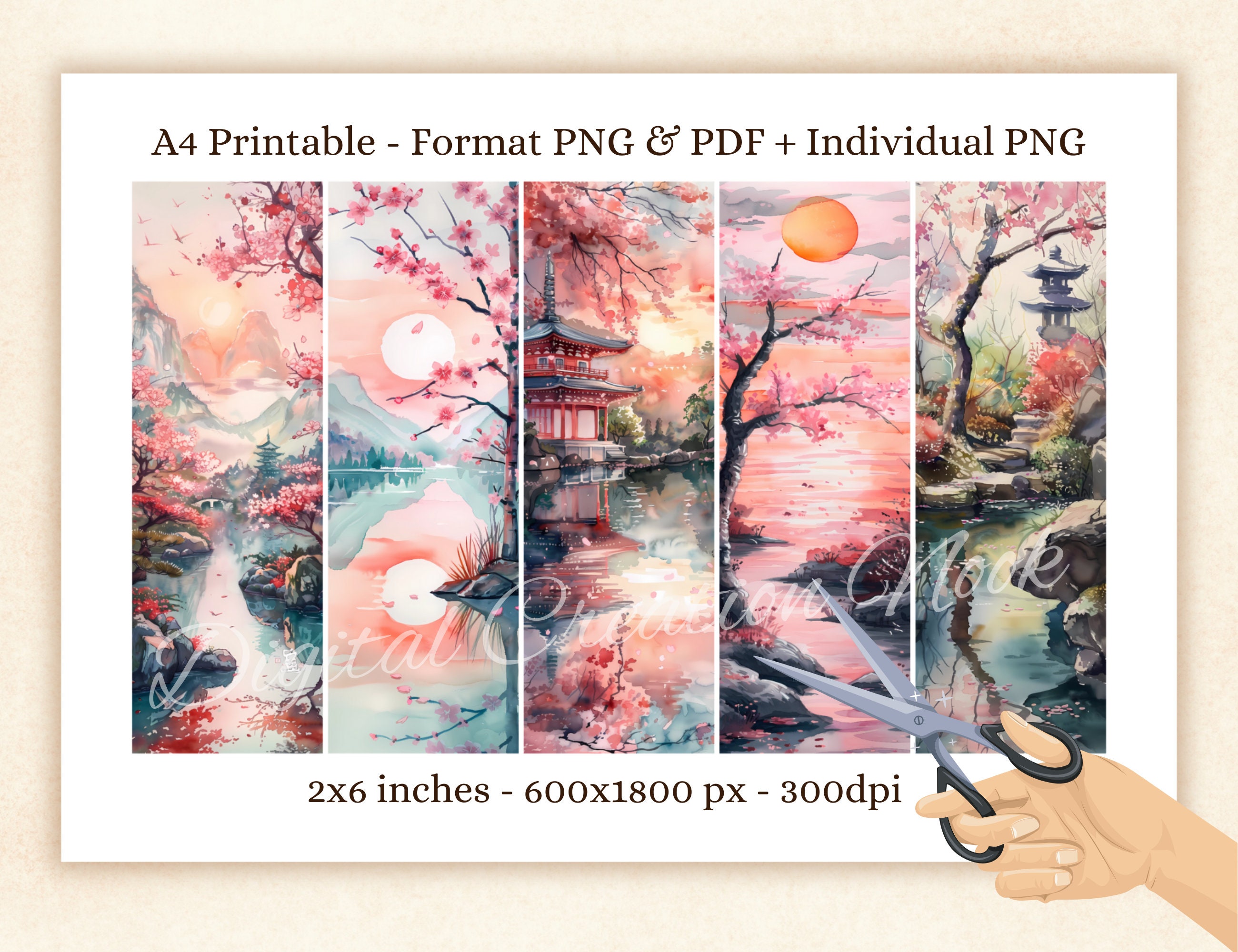 Japanese Garden Printable Bookmarks for Book Lovers, Zen Japanese ...