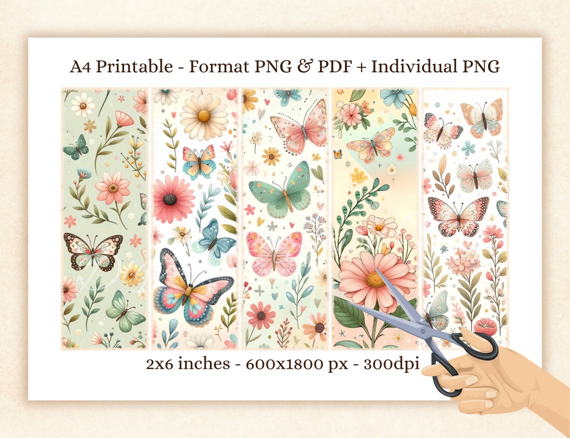 Boho Butterflies Printable Bookmarks for Book Lovers, Spring Boho ...