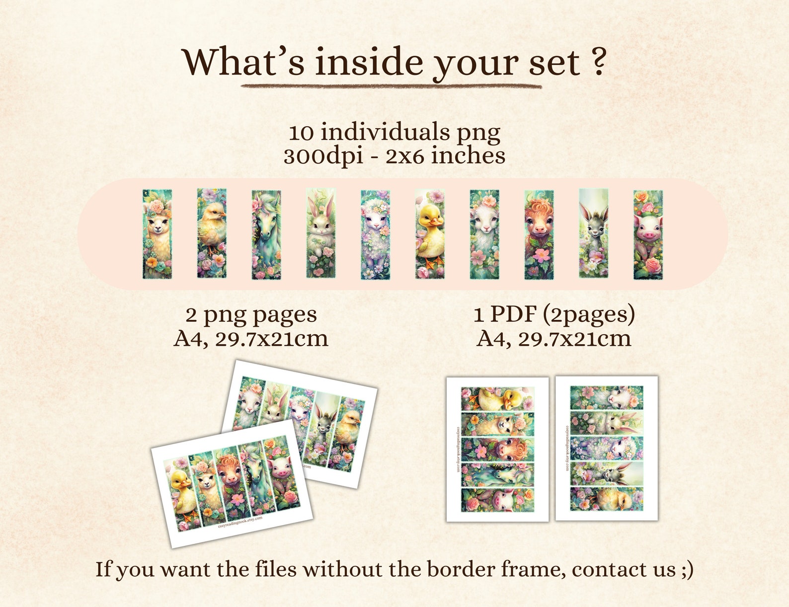 Cute Farm Animals Printable Bookmarks for Book Lovers, Happy Animals ...
