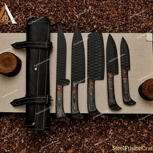Premium Chef Knife Set , High Carbon Stainless Steel, Sharp Kitchen knives with handcrafted leather sheath