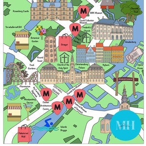 Handillustrierter Stadtplan von Kopenhagen