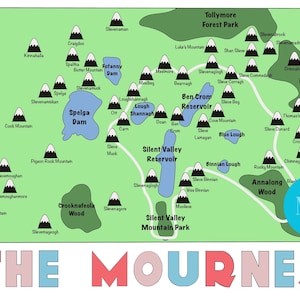 Mappa delle Montagne Mourne illustrata a mano