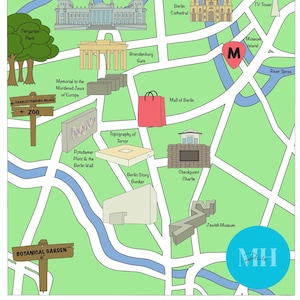 Mappa di Berlino illustrata a mano