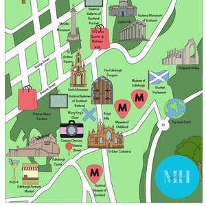 Carte d'Édimbourg illustrée à la main