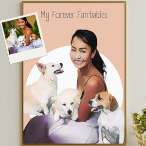 Retrato de perro personalizado a partir de una foto, regalo para mascotas, regalo personalizado con forma de pata, dibujo animado, pintura fotográfica, descarga digital, regalo imprimible con pintura de mascota