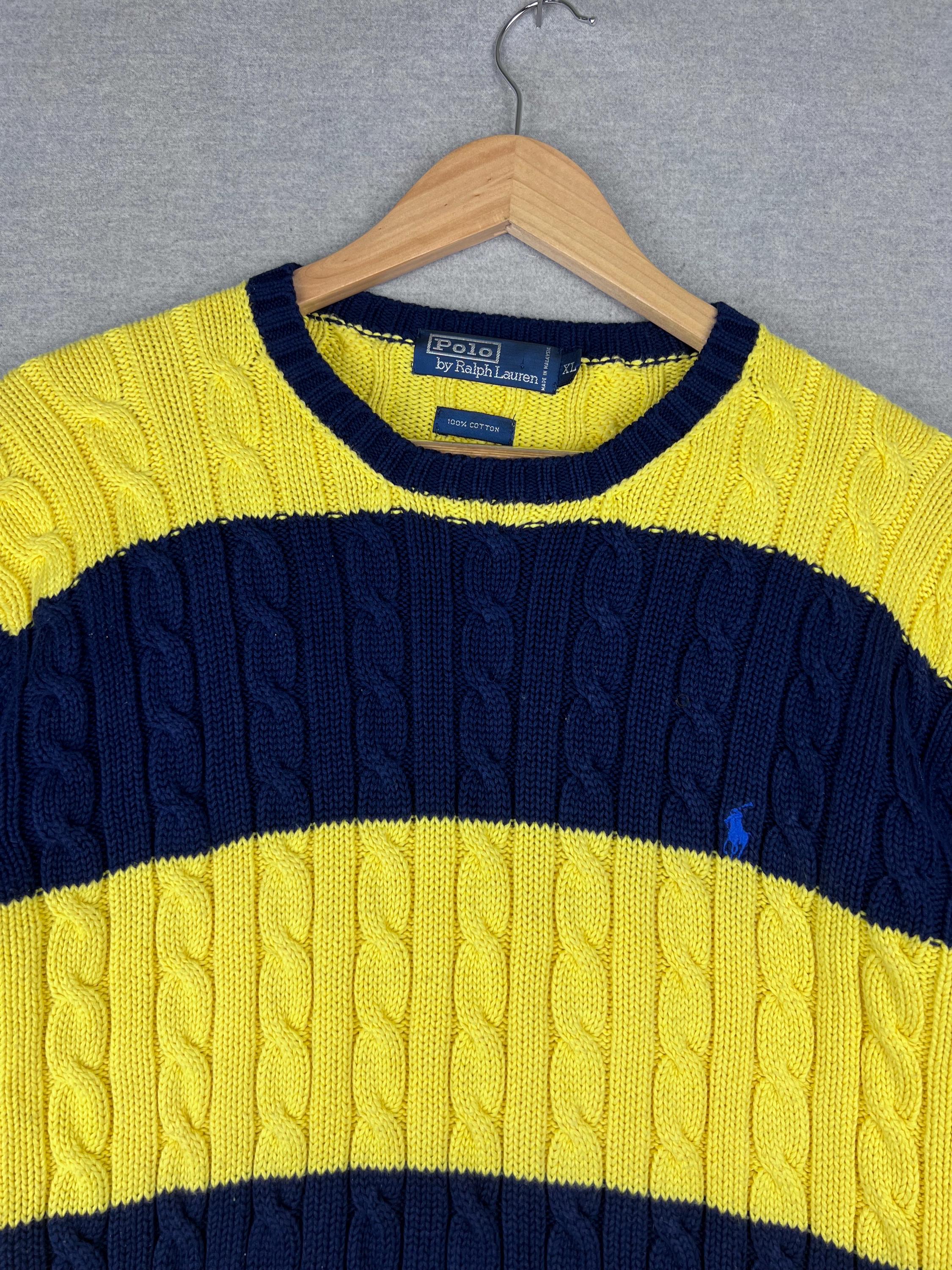 Vintage Polo Ralph Lauren Sweater XL Cable Knit Crew Pony Logo