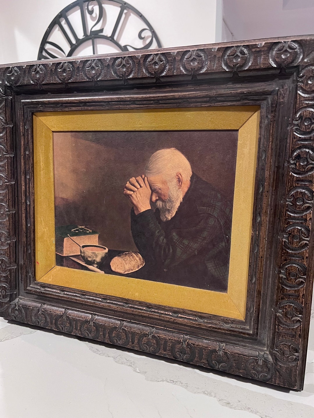 Vtg Grace Old Man Praying Picture Wood Framed Eric Enstrom Bovey MN Etsy