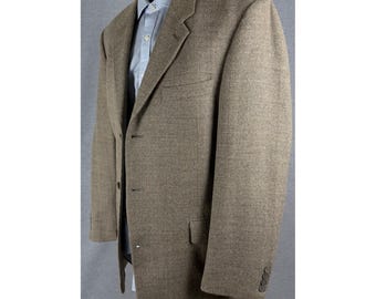 Claiborne for The Bon-Ton Mens 42L Alpaca Herringbone Blazer Brown 3 Button
