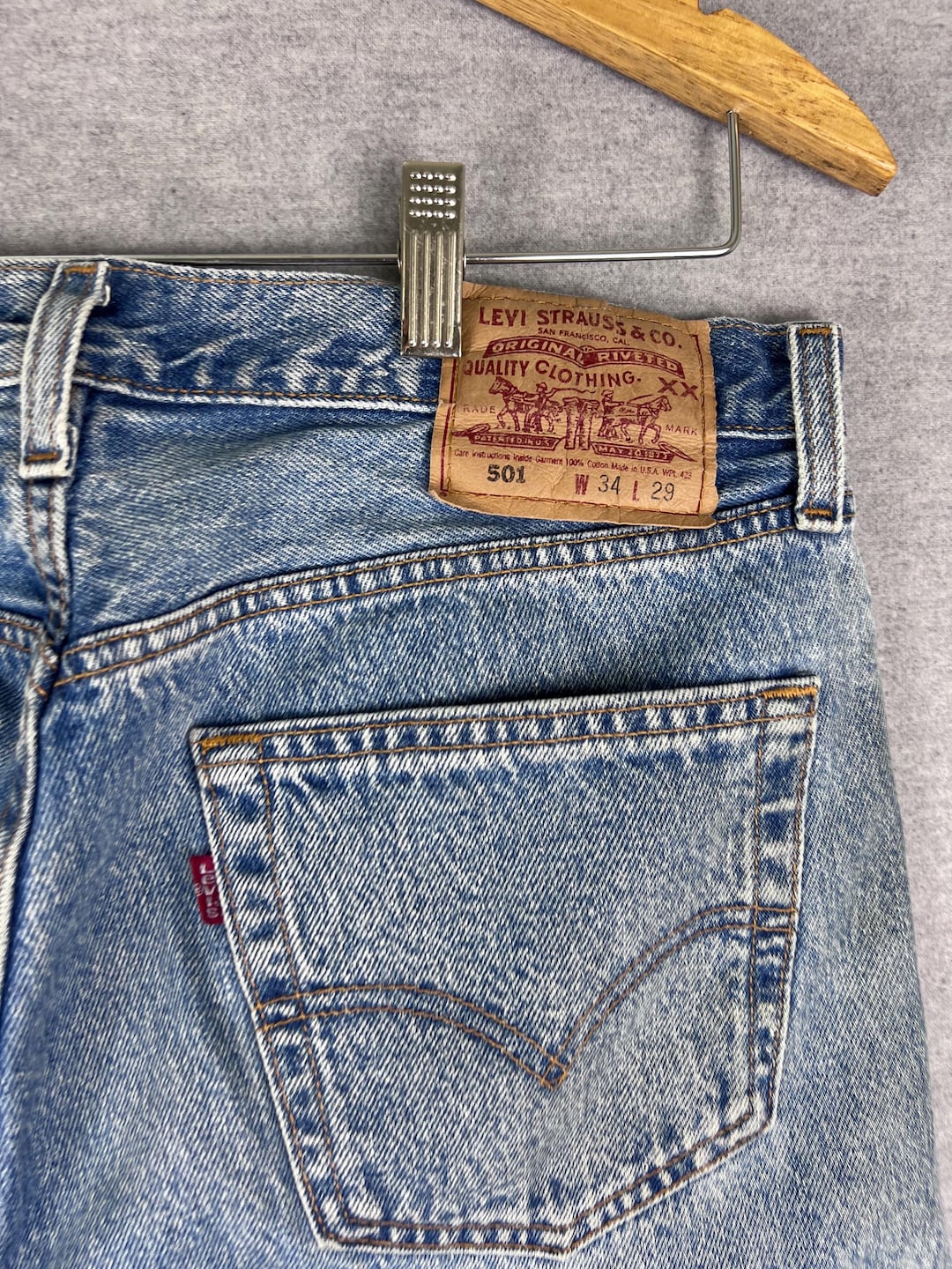 Vintage Levis Jeans Mens 34x29 (fits 32x28) Blue 501 Made in USA