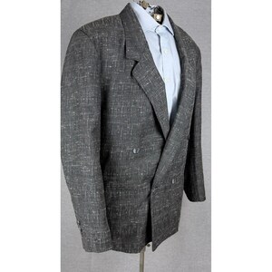 Vintage Cotler Mens 42 Double Breasted Blazer Jacket Charcoal Gray Atomic Fleck
