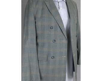 Vintage 60er Jahre Sears Pacemaker Zweireiher Glen Plaid Blazer Grau Blau 36S