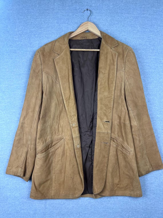 Vintage 70s Sears Suede Leather Jacket Men's Size… - image 1