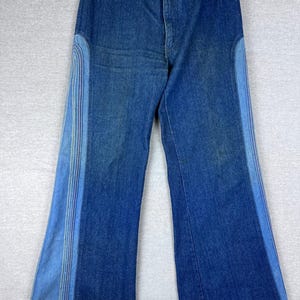 S*r様 70s80s vintage stripe bell-botom 42 XS/S Vintage 70s Rainbow Stripe Jeans | Wide Leg Bell Bottom