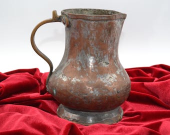 Antique Hand Forged Hammered Copper Pitcher