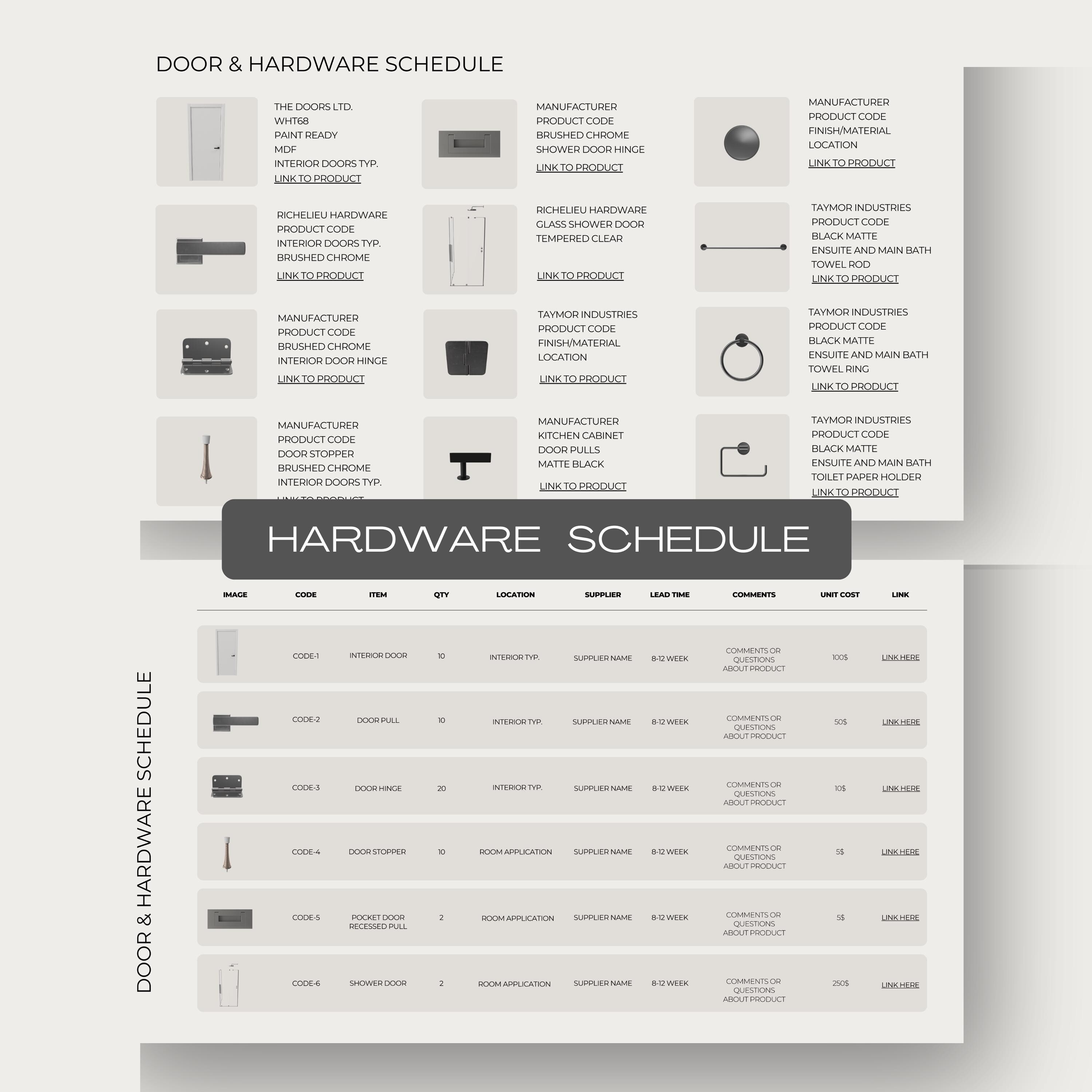 Interior Design Presentation and FF and E Schedule Template | Client ...