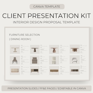 Interior Design Presentation Template | Client Design Proposal Kit | Moodboard, Shopping List, Lighting & Material Boards | Canva Template