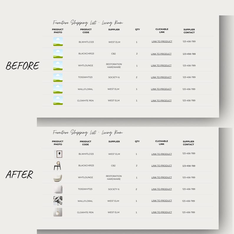 Clickable Shopping List Template Canva | PRO Version | Multiple Layouts + Detailed Specs | Furniture Lighting Plumbing Appliances Hardware image 12