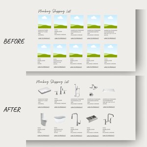 Clickable Shopping List Template Canva | PRO Version | Multiple Layouts + Detailed Specs | Furniture Lighting Plumbing Appliances Hardware image 17