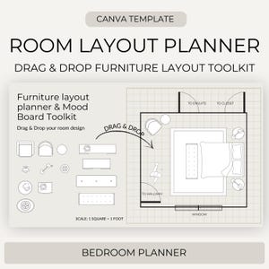Canvassjabloon slaapkamerindeling planner | Meubellay-outtool | Ruimteplanner | Plattegrondsjabloon | Meubilair met slepen en neerzetten
