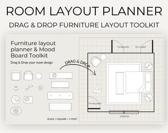 Bedroom Layout Planner Canva Template | Furniture Layout Tool | Room Planner | Floor Plan Template | Drag & Drop Furniture