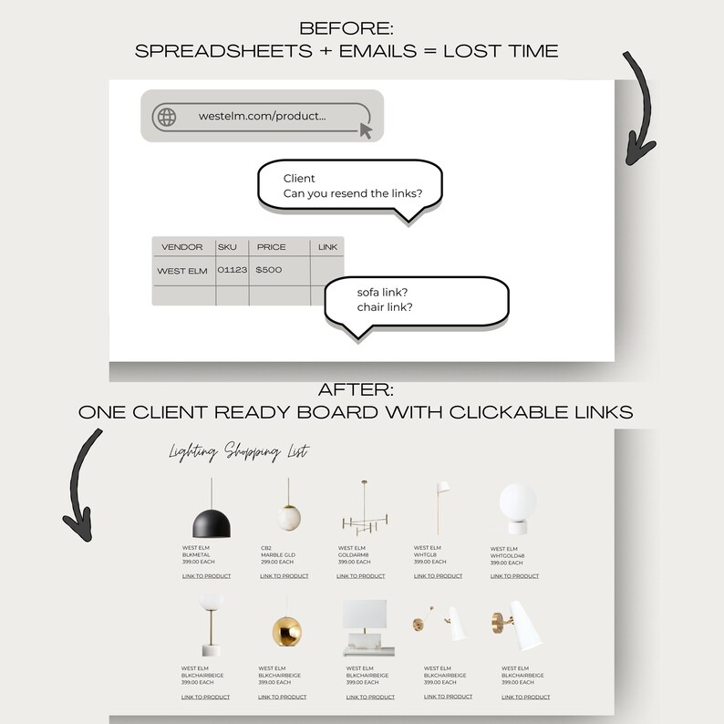 Clickable Shopping List Template Canva | PRO Version | Multiple Layouts + Detailed Specs | Furniture Lighting Plumbing Appliances Hardware image 9