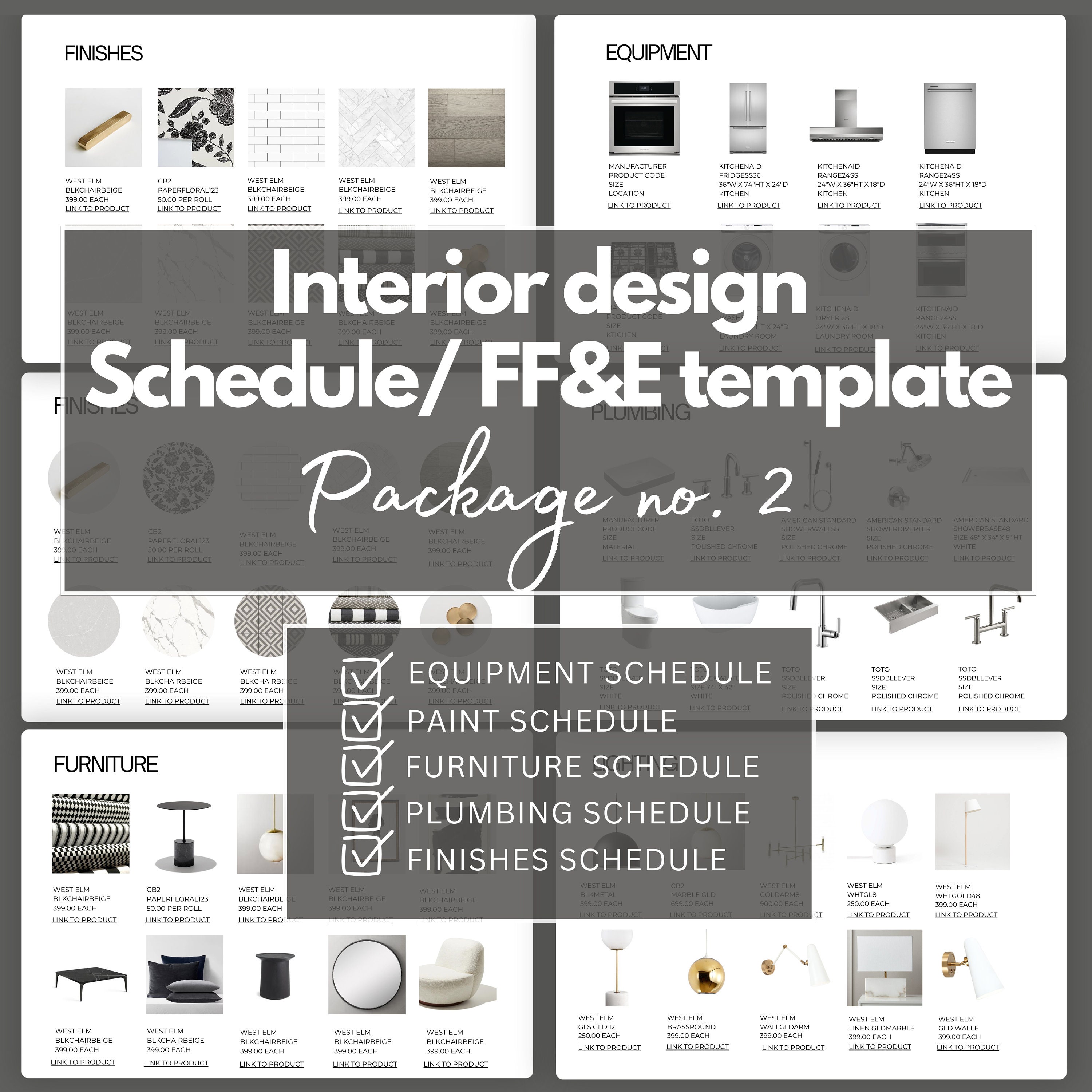 Interior Design Schedule Template, FF&E Canva Template, Edit in Canva Interior Design Schedule Template, FF&E Canva Template, Edit in Canva
