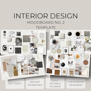 Interior design moodboard template, edit in canva, furniture, finishes board, concept board, client ready, e design, vision board, planner