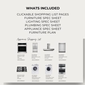 Clickable Shopping List Template Canva | PRO Version | Multiple Layouts + Detailed Specs | Furniture Lighting Plumbing Appliances Hardware image 8