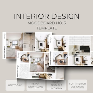 Interior design moodboard template, canva editable moodboard, furniture board, finishes board, design concept board template, minimalist