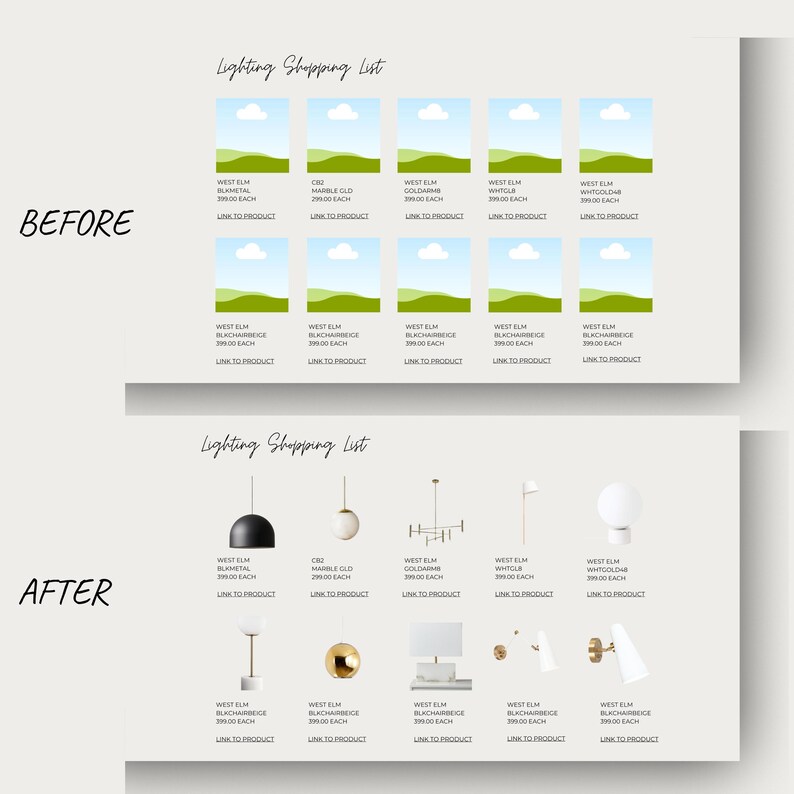 Clickable Shopping List Template Canva | PRO Version | Multiple Layouts + Detailed Specs | Furniture Lighting Plumbing Appliances Hardware image 15