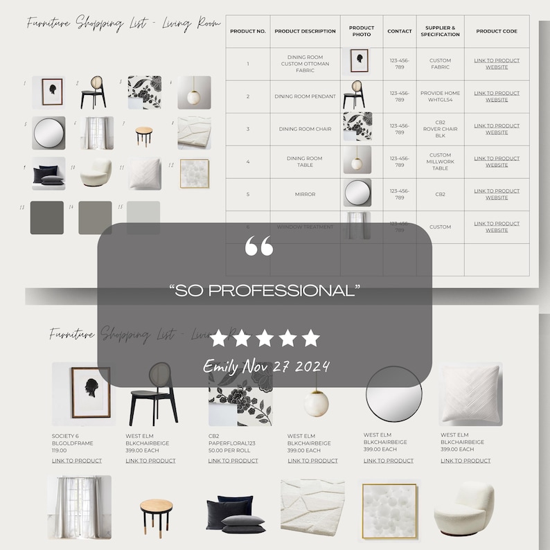 Clickable Shopping List Template Canva | PRO Version | Multiple Layouts + Detailed Specs | Furniture Lighting Plumbing Appliances Hardware image 2
